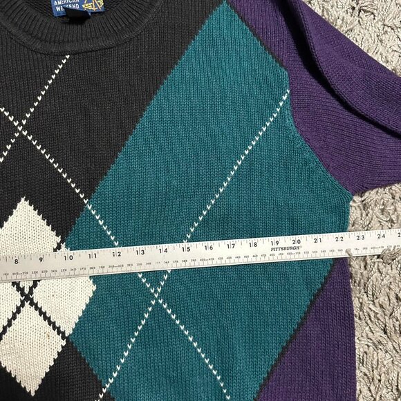 Retro 90s Colorblock Grandpa Sweater Size L - Picture 4 of 5